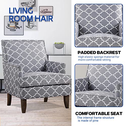 Sillón clásico tapizado gris con estructura de madera miniatura 5