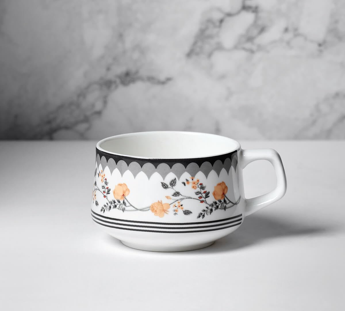 India Circus by Krsnaa Mehta Onyx Elegance Cup and Saucers for Tea & Coffee Set of 6 (6 Cups + 6 Saucers) | Home and Kitchen Dishwasher Safe | Ideal for Gifting Every Celebration | 180 mL Each 3