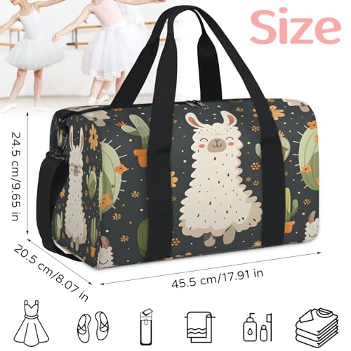 Cute Llama Sports Duffle Bag for Women Men Waterproof Overnight Weekender Bag with Adjustable Strap Travel Tote Bags for Beach Yoga Work Dance Swim2