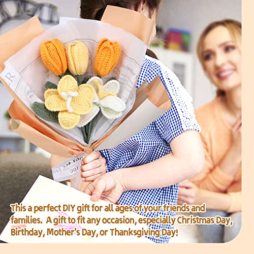 Socnitc Beginner Crochet Kit Yellow Bouquet Crochet Kit With Yarn Balls Knitting Starter Kit For Beginners With Instruction Tutorial And Video Tutorials #TOP5