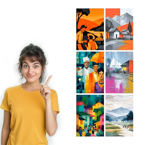 Image of SiddArtify Vintage Travel Wall Art Prints Set - Retro People Poster Decor for Living Room Office - 12x18 inch Board Pack of 6