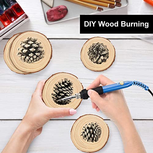 CYEAH 10 Pcs Wood Slices, 5.5-6.5 Inch Unfinished Natural Wood Slice Wooden Rounds for Crafts, Solid Wood Slices with Bark, Wood Centerpieces for Tables, Weddings, DIY Projects Or Decoration