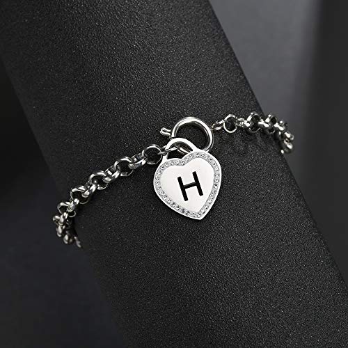 Image of CaleesLLC Letter A to Z Initial Charm Bracelet Adjustable Stainless Steel Anklet Personalized Wrist Link for Women