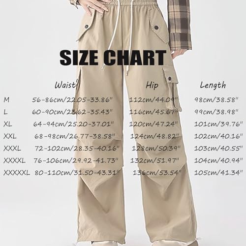 Women's High-Waisted Drawstring Elastic Waist Ruched Baggy Cargo Pants Hip Hop Streetwear4