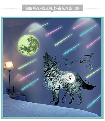 Amoda Funny Dinosaur Wall Decals Removable Boys Nursery Room Wall Art Murals Stickers Creative Dinosaur Story Kids Room Decor-23.6 X 35.4Inch (Dinosaur Story) (Moon Wolf 2) #TOP5