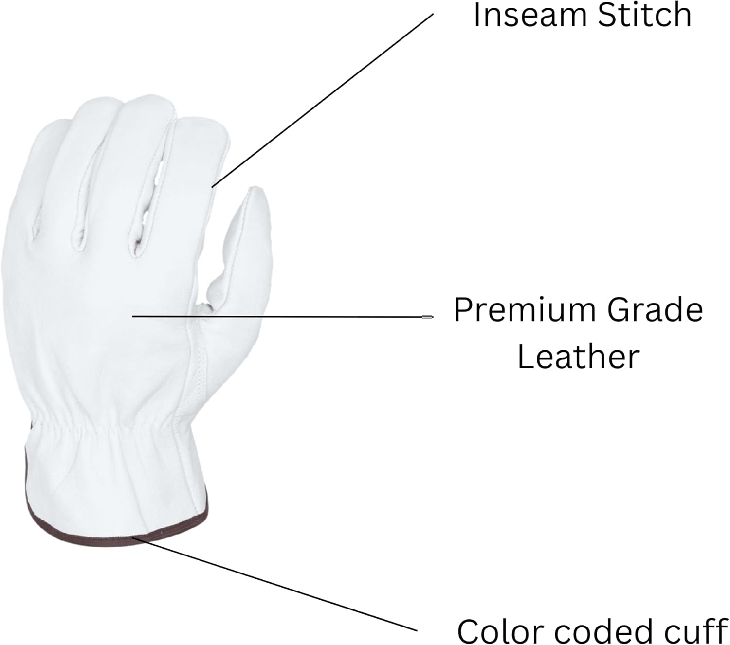 GUS 12 Pair Men's Goatskin Work Gloves, A Grade Durable Leather Work Gloves, Guantes de Trabajo Para Hombre - Image 5