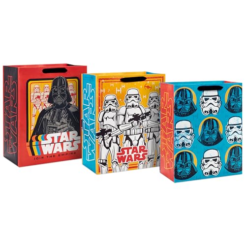 Hallmark Star Wars 13' Large Gift Bags (3 Bags: Darth Vadar and Storm Troopers) for Birthdays, Christmas, Holidays