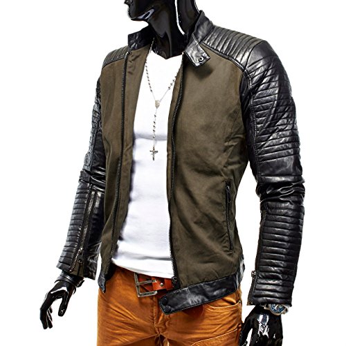 Mens Leather Jacket Hells Diavolo biker in pelle