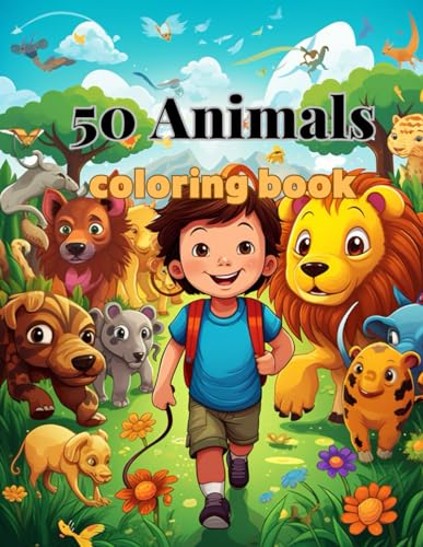 50 Animals coloring book kids 8-12