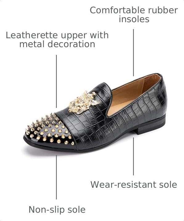 Image of Meijiana Mens Velvet Loafers Dress Shoes with Metal Embellishments Party Luxury Loafer Shoes