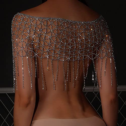 Koleso Bridal Shoulder Necklace Rhinestone Wedding Body Chain Festival Accessories Crystal Shoulder Chain - Gold-Color #TOP2