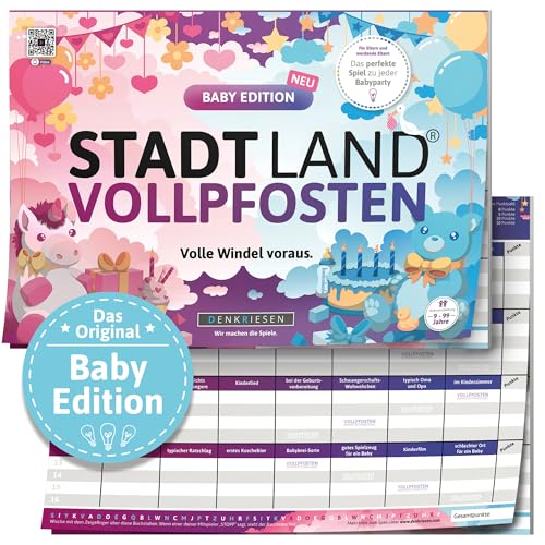DENKRIESEN - Stadt Land VOLLPFOSTEN® - Baby Edition | DIN A4 Spielblock |...