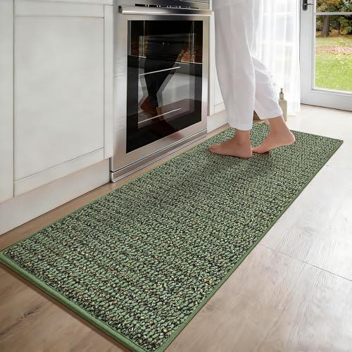 JSEI Kitchen Runner Rugs, 17''x71'' Non-Slip Kitchen Mats for Floor, Machine Washable Absorbent and Stain Resistant Kitchen Rug, Carpet Mats with TPR