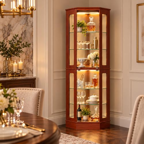 72" Walnut LED Curio