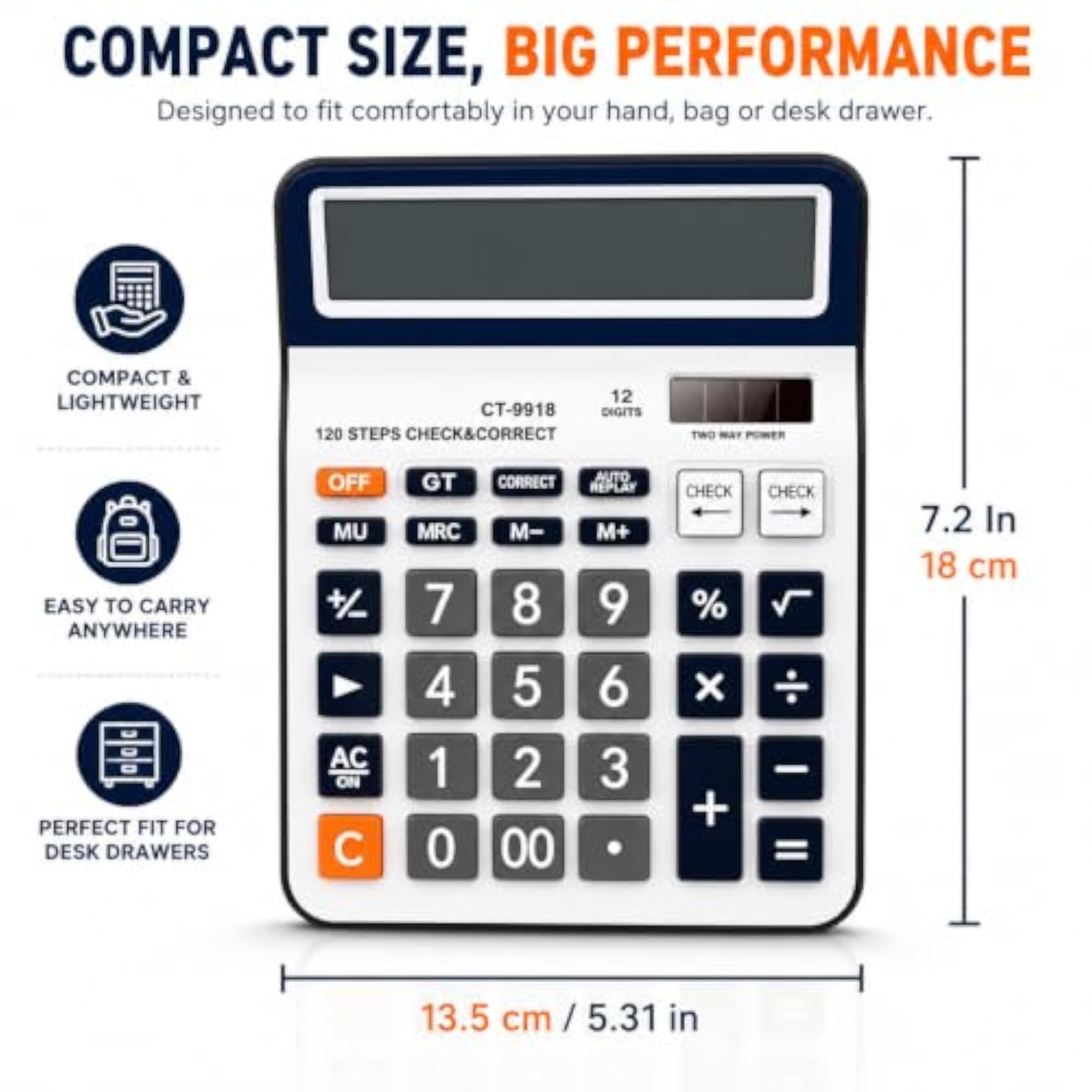12-Digit Desktop Calculator with Extra Large LCD