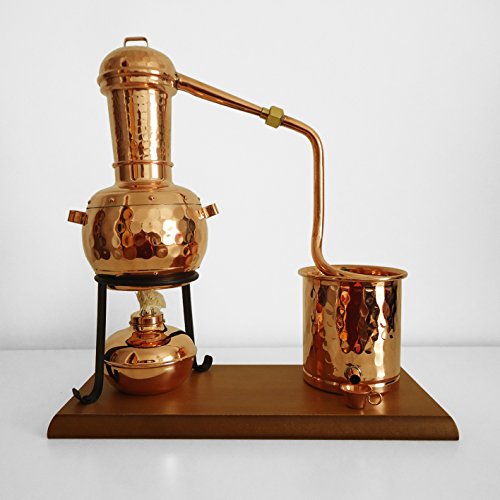Traditional Copper Still 0.7L with Wooden Base