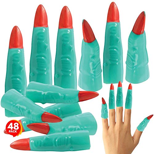 ArtCreativity Spooky Witch Fingers Set of 48 Fake Fingers for Monster Alien or Zombie Halloween Costume Fun Guided Reading Pointers for Kids Non-Candy Halloween Treats and Goodie Bag Fillers