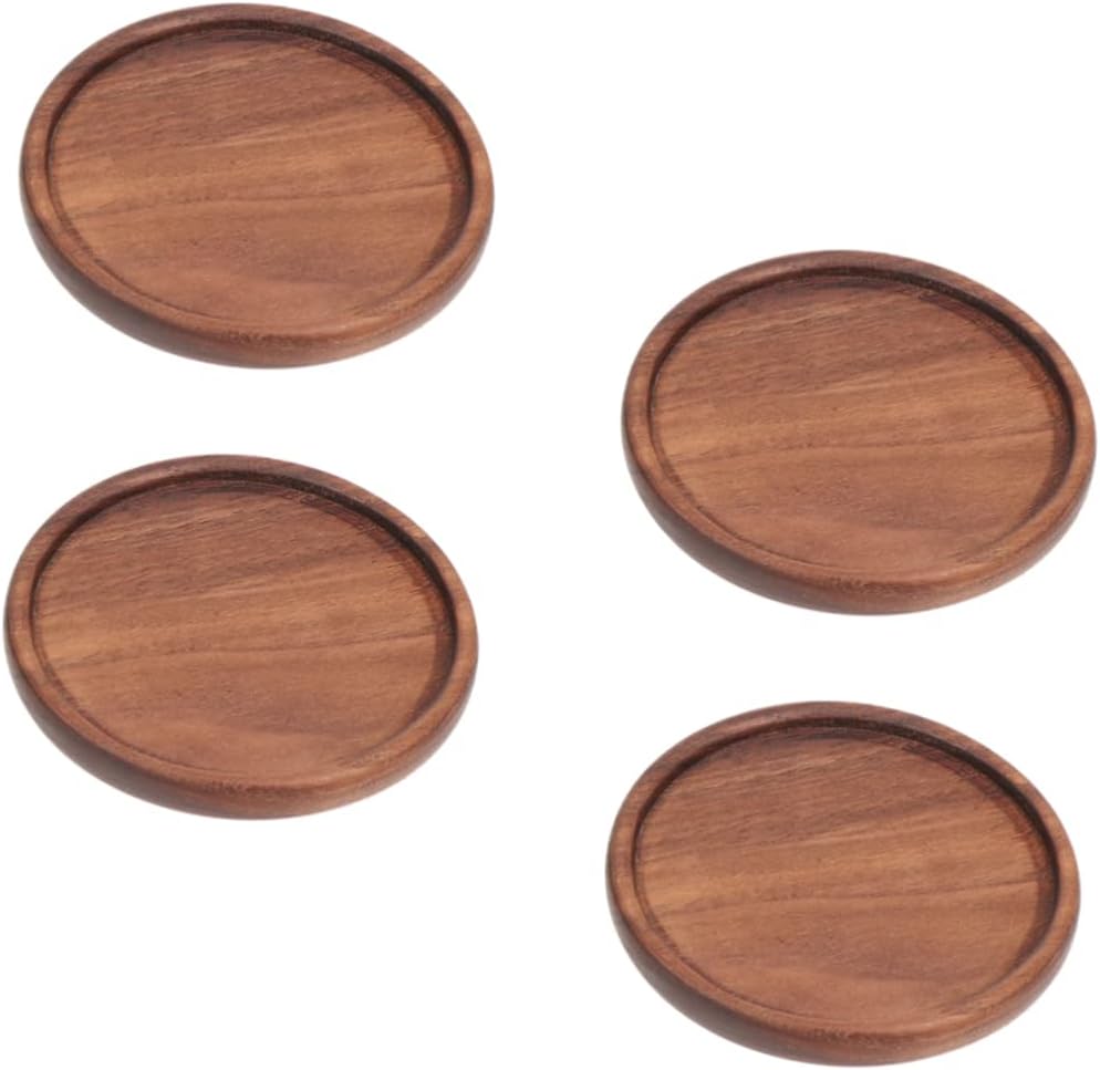 4pcs Cup Holder - Drink Mats Round Groove Design Non- Placemat for Tabletop and Home Decor