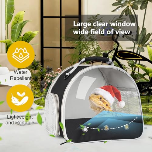 Guinea Pig Backpack Carrier, Space Capsule Clear Bubble Window Small Animal Travel Backpack for Hedgehog Rat Parrot Bird Bearded Dragon, Airline Approved (Black, Carrier) by WEVONIGU - Image 6