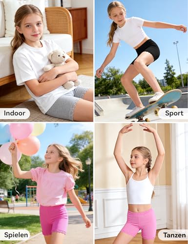 KEREDA Radlerhose Mädchen Kinder Kurze Hosen Mädchen Sommer Hose Shorts Leggings Sporthose 2-10 Jahre 6er-Pack Mehrfarbig 5-7 Jahre