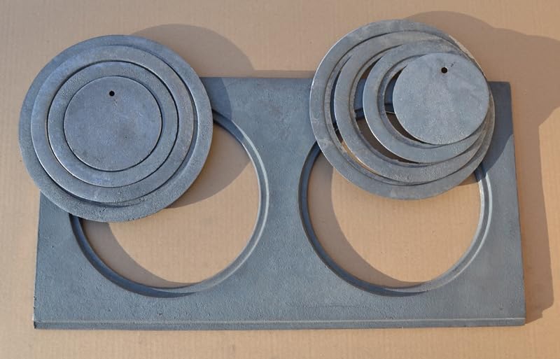 SEZAM Placa de fundición para horno con 2 agujeros, 60 x 30 cm, placa de carbón de hierro fundido gris