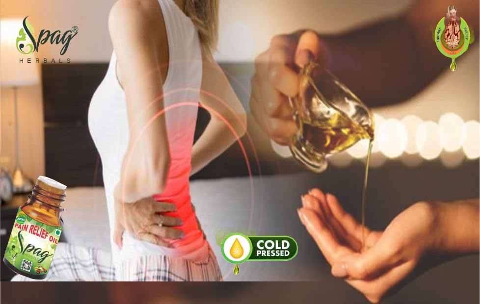 Spag Herbals instant Pain Relief oil Kerala Ayurveda for cramps, period pain, Dry & Cracked Heel knee, joints, muscles, back, arthritis, menstrual Pain oil 100ml 3