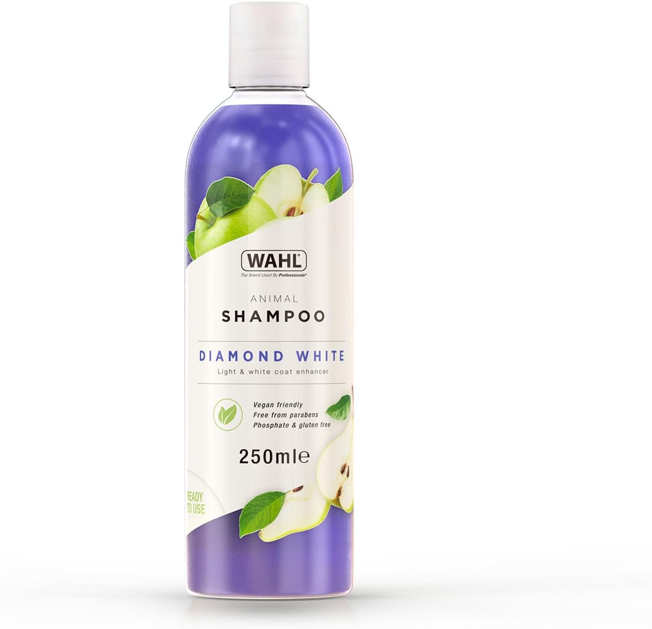 Wahl Diamond White Animal Shampoo 250ml – Enhances Light and White Coats, Removes Dirt, Grease and Stains, Refreshes Pigmentation, Ready to Use in Eco‑Friendly Recycled Bottle