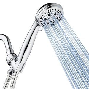 AquaDance High Pressure 6-Setting 3.5″ Chrome Face Handheld Shower with Hose for the Ultimate Shower Experience! Officially Independently Tested to Meet Strict US Quality & Performance Standards!