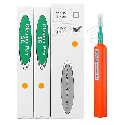 Duogalia Paquete de 2 limpiadores de fibra óptica, herramientas de limpieza para conectores SC, FC y ST de 0.098 in, limpiador de conector óptico de