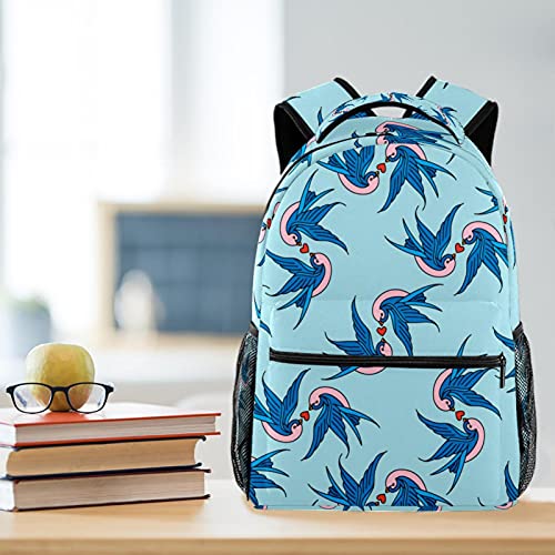 Sac à dos d'école multicolore mixte style décontracté imprimé oiseaux - 6