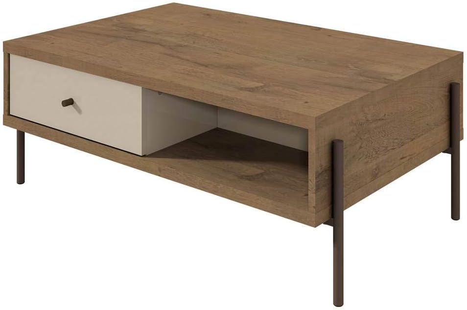 Manhattan Comfort Joy Series Modern Double Sided Coffee Table, Off- Off-White