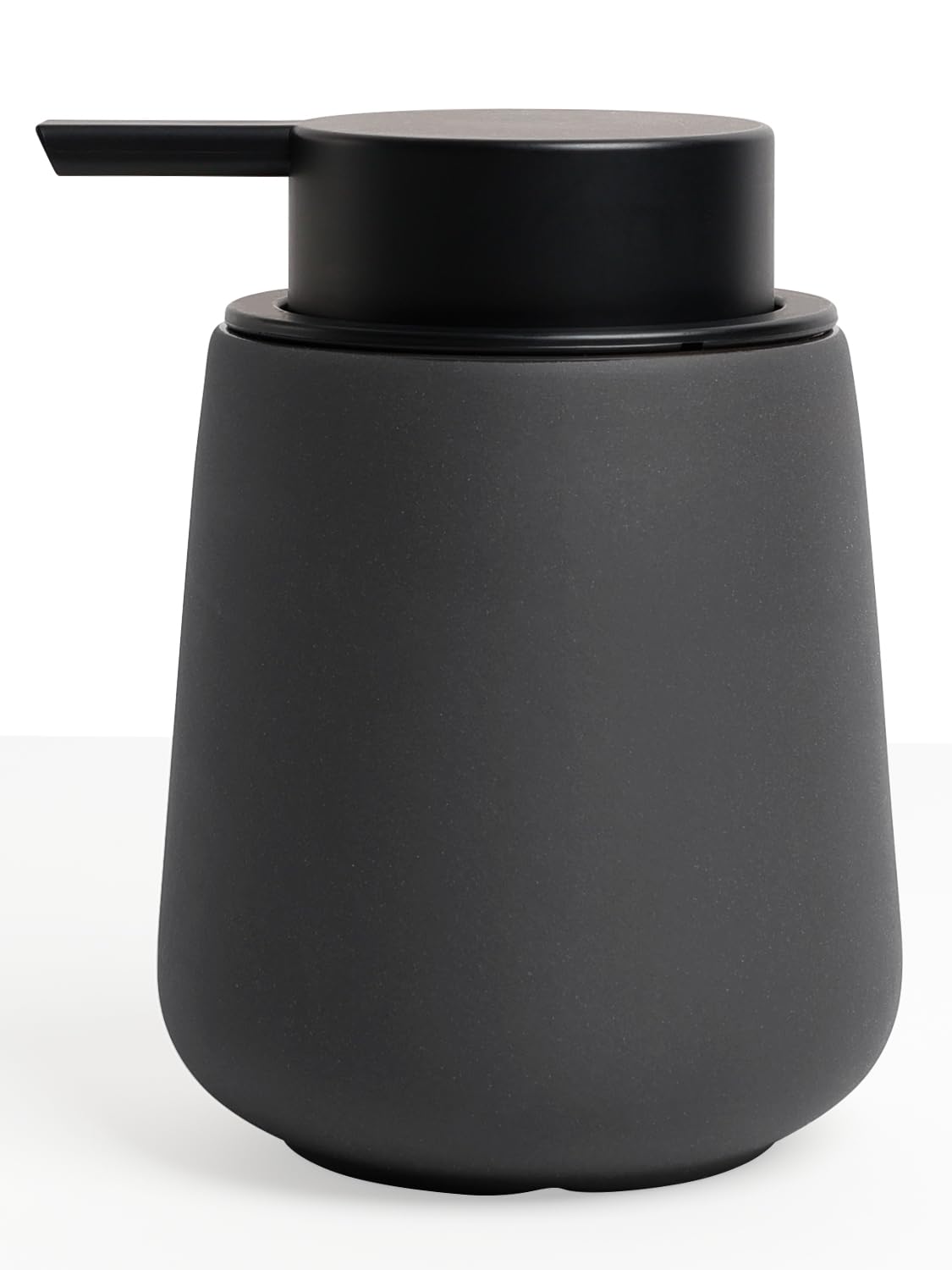 Dispensador de jabón gris, 350 ml, dispensador de jabón de porcelana negra con cabezal de bomba grande, dispensador de jabón líquido antracita, dispensador de jabón líquido recargable para Global Recycled Standard Global Recycled Standard Global Recycled Standard