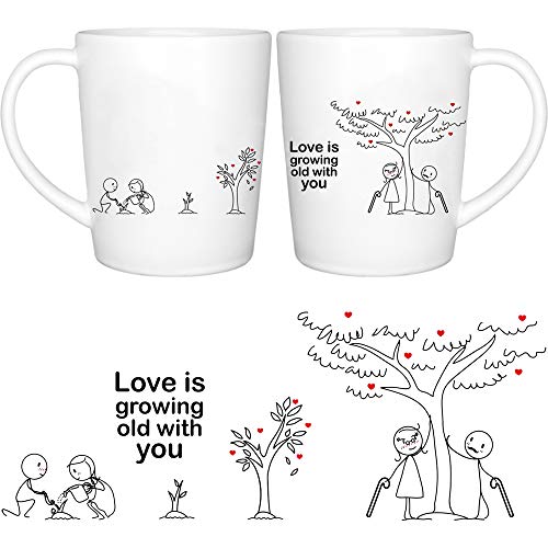 Boldloft Grow Old With You Couples Coffee Mugs-Couple Gifts For Anniversary Wedding Engagement Valentines Day Ceramic Gifts For Boyfriend Girlfriend Bride And Groom Gifts Mug Gift Set For Him And Her #TOP1