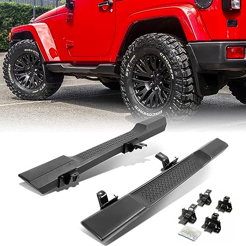 Jie Norman Running Boards Compatible with Jeep Wrangler JK 2007-2018 2 Door Models OE Style Side Step Black Textured Nerf Bars Rocker Slider Pair
