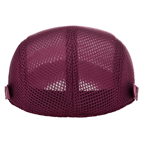 Image of VOBOOM Men Breathable Mesh Summer Hat Adjustable Newsboy Beret Ivy Cabbie Flat Cap