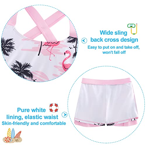 Image of Girls 2 Piece Tankini Swimsuit Summer Boyshort Bathing Suit with Beach Skirt Swimwear 5-16 Years