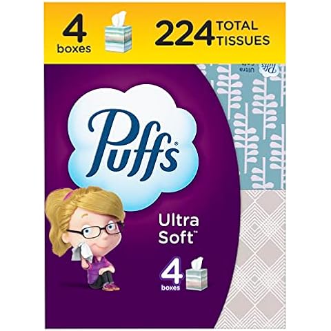 Puffs Ultra Soft Facial Tissues, 4 Cubes, 56 Facial Tissues Per Box Cover