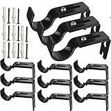 12Pack Heavy Duty Curtain Rod Brackets, Black Wall Mounting Curtain Brackets for Blinds Windows, Adjustable Drapery Rod Holders with Screws Hardware, Extendable Window Hardware Brackets for 1” Rod
