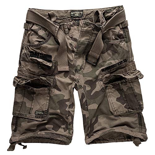 Geographical Norway - Juego de pantalones cortos de estilo cargo con cinturón y pañuelo UD para hombre Black Camo XXL