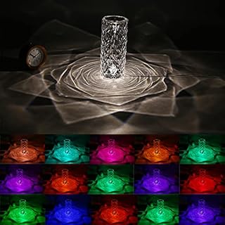 LED Crystal Bedside Table Lamp, Night Light, Rose Rays Crystal Diamond Table Lamp with Remote and Touch Control, Dimmable, USB Charging, 16 Colors Changing RGB for Bedroom, Living Room, Dresser Table