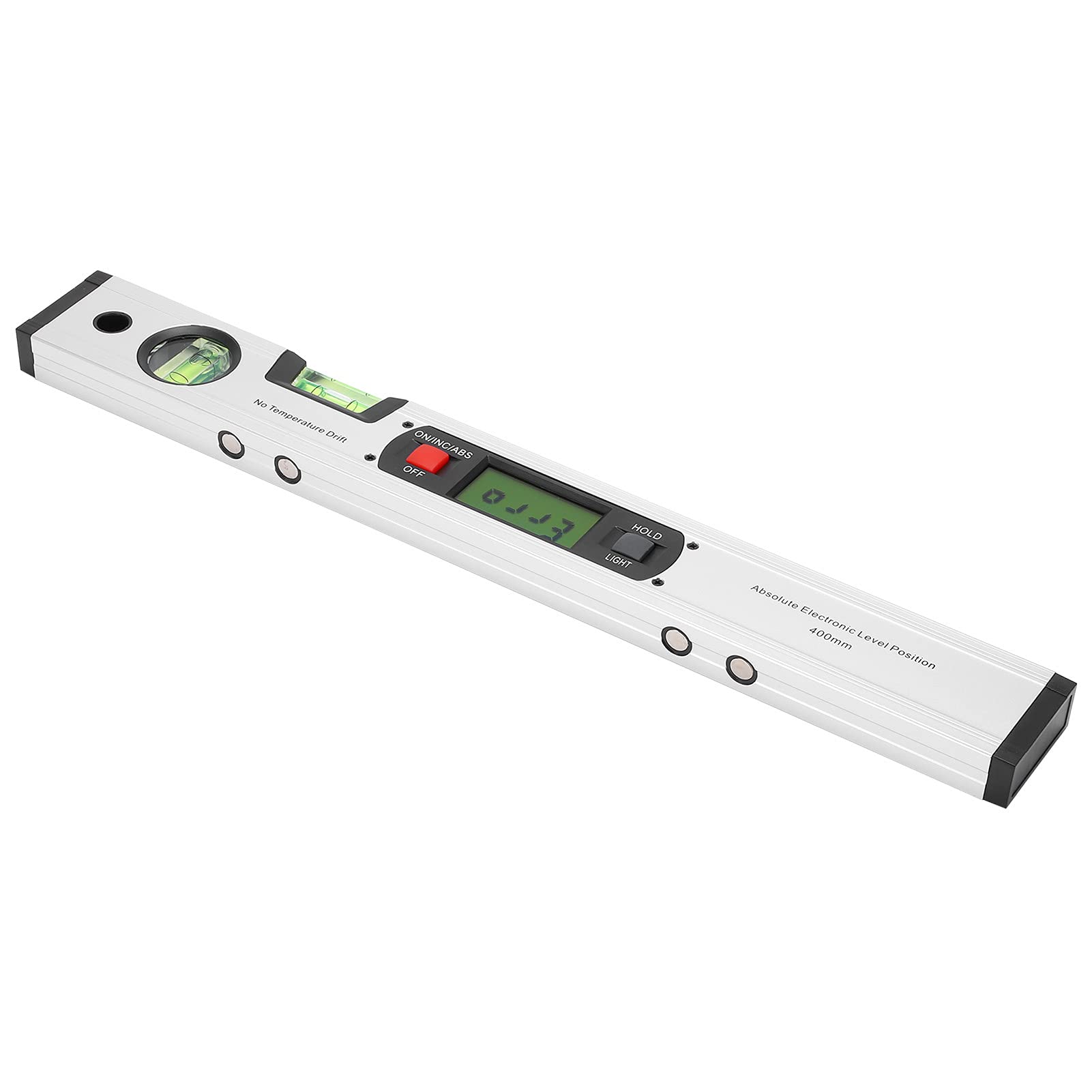 Righello angolare con display digitale da 400 mm e indicatore di livello elettronico - Goniometro in lega di alluminio con base magnetica e LCD retroilluminato per installazione
