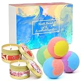 Bath Bombs Scented Candles Set, Handmade Essential Oil Stress Relief Bathbombs Spa, Bath Bombs for W