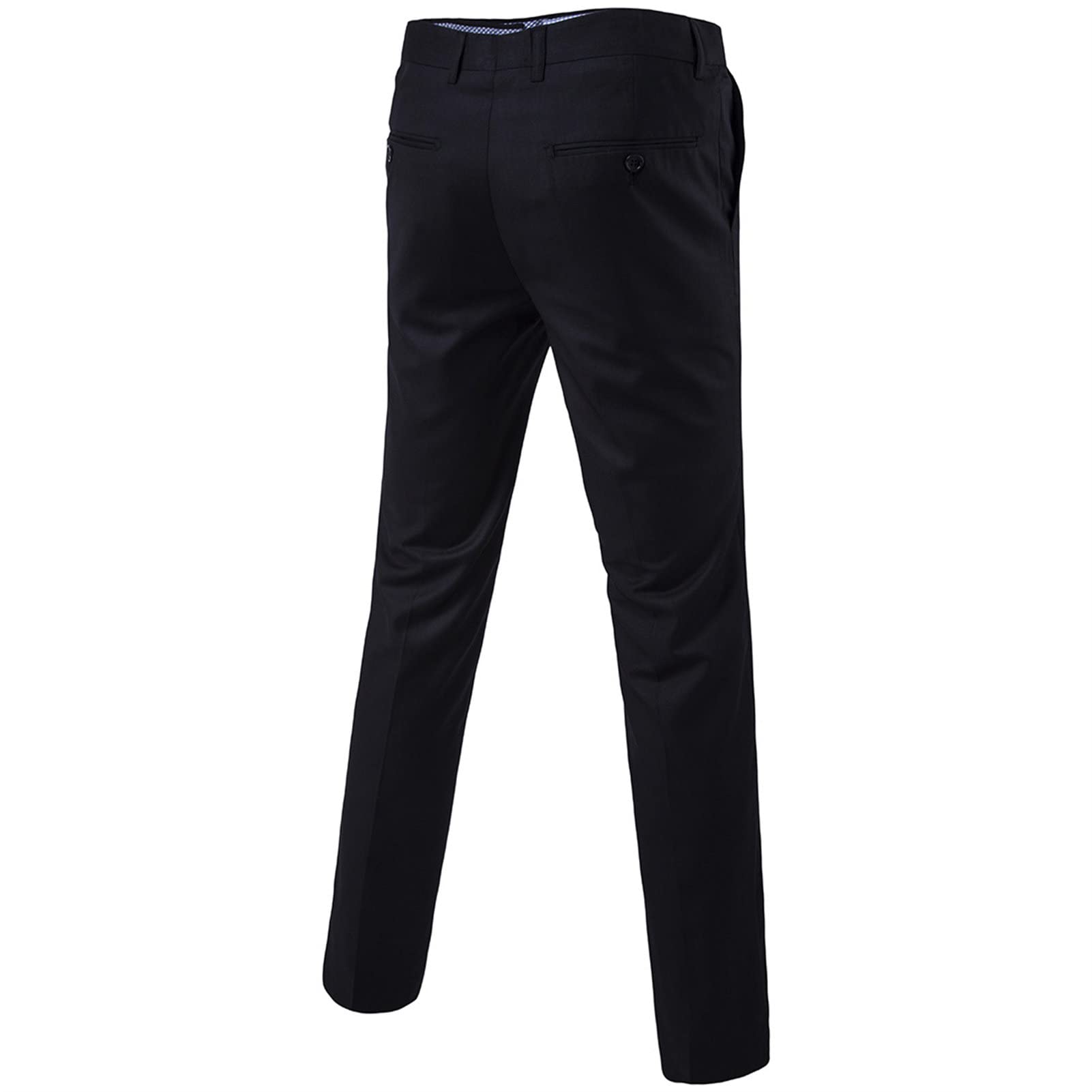 Men's Stylish Slim Stretch Pant Solid Color Skinny Fit Comfort Suit Pant Lightweight Comfort Business Trousers (Black,6X-Large)