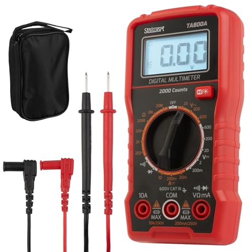Multimeter Voltage Tester - Digital Volt Meter with Backlit Display and Needle Probes for AC/DC Voltage, DC Current, and Wire Continuity by Stalwart