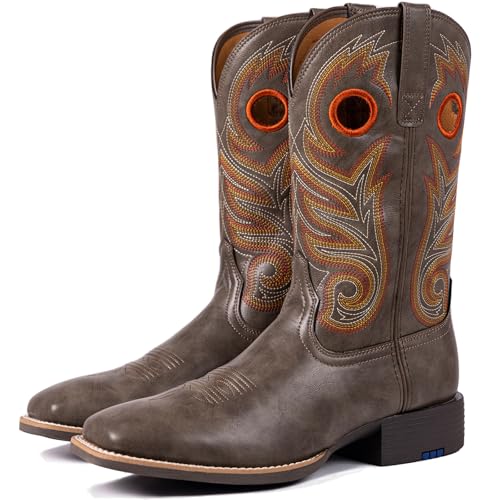 Palitutu Cowboy Boots for Men Square Toe Western Men's Boots Roomy Fit - image 1