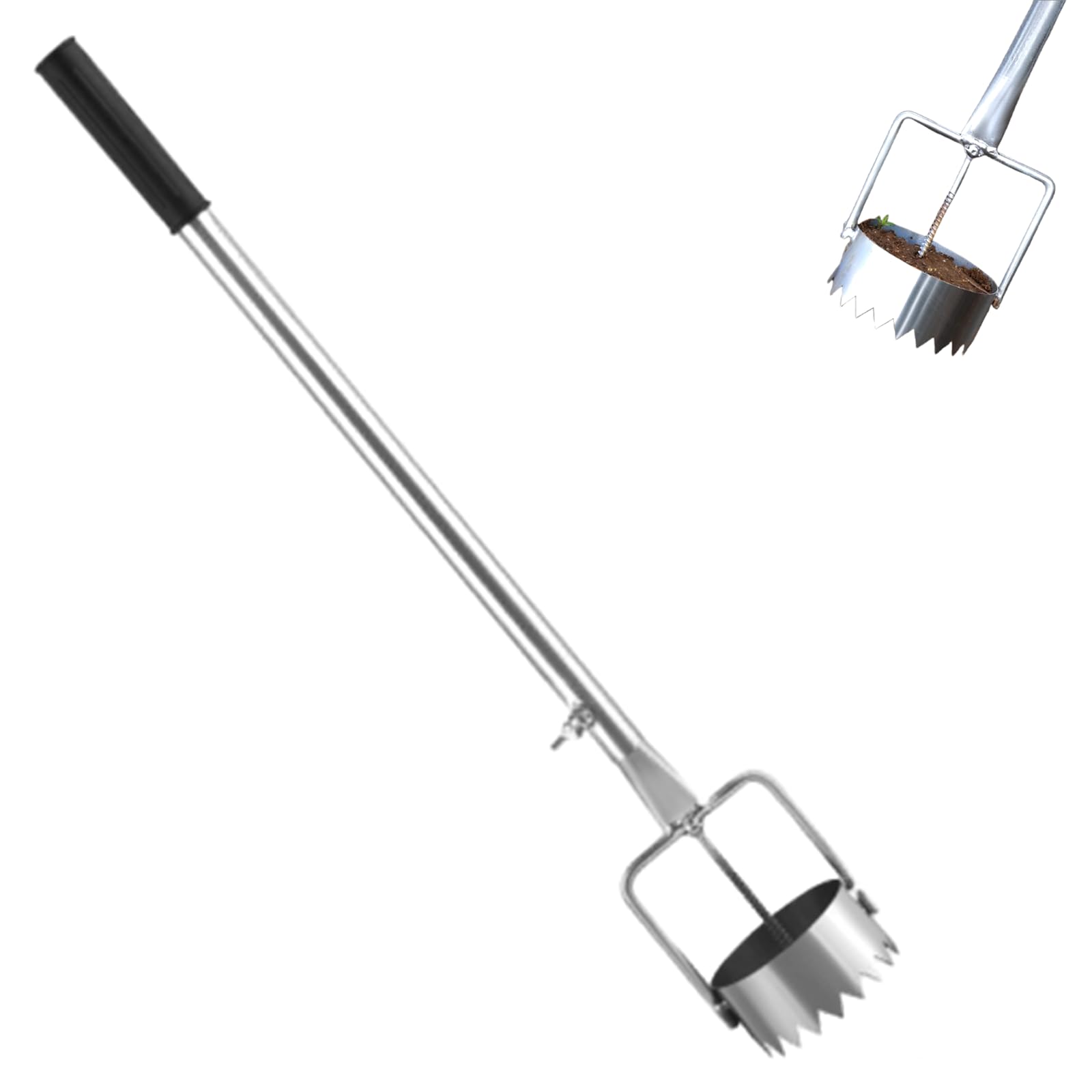 Generico Foratrice per bulbi e pacciamatura, in Acciaio Inox, Regolabile, Strumento per la rimozione delle zolle, per piantare Serre, Cura del Prato e lavori in Giardino