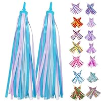 PLATT Kid's Bicycle Handlebar Streamers Colorful Ribbons Tassel for Girls Boys Bicycle Handlebar Scooter Handgrip (Blue 1Pair)