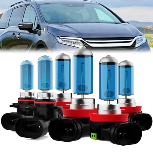 LECCIBUB Headlight Bulbs Compatible With Honda Odyssey 2011-2020, 9005/H10/HB3 High Beam + H11/H8/H9 Low Beam + H11/H8/H9 Fog Lights Halogen Light Bulb Combo, Super Bright 6000K White, Pack of 6 -  LEC-HLG-9005+H11+H11-27