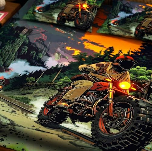 Image of Home Sizzler Adorable 7D Soft Microfiber Double Bedsheet with 2 Pillow Covers - Soft, Breathable, Cool 3D Motorcycle Rider Off-Road Adventure Print
