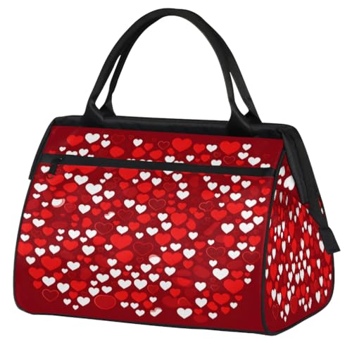 Travel Duffel Bag for Women, Red Heart Weekender Overnight Bag Carry on Beach Swim Bags Dance Bag Airlines Approved Personal Item Travel Bag for Yoga, Sports, Hospital